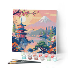 Carica l'immagine nel visualizzatore di Gallery, Mini Kit da Dipingere con i Numeri con cornice - Pagoda e Monte Fuji