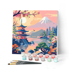 Carica l'immagine nel visualizzatore di Gallery, Mini Kit da Dipingere con i Numeri con cornice - Pagoda e Monte Fuji