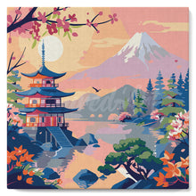 Carica l'immagine nel visualizzatore di Gallery, Mini Kit da Dipingere con i Numeri 20x20cm con cornice - Pagoda e Monte Fuji