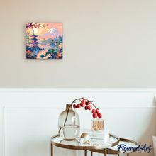 Carica l&#39;immagine nel visualizzatore di Gallery, Mini Kit da Dipingere con i Numeri 20x20cm con cornice - Pagoda e Monte Fuji