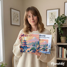 Carica l'immagine nel visualizzatore di Gallery, Mini Kit da Dipingere con i Numeri 20x20cm con cornice - Pagoda e Monte Fuji