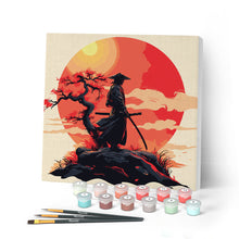 Carica l'immagine nel visualizzatore di Gallery, Mini Kit da Dipingere con i Numeri con cornice - Samurai al Tramonto
