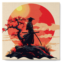 Carica l'immagine nel visualizzatore di Gallery, Mini Kit da Dipingere con i Numeri 20x20cm con cornice - Samurai al Tramonto