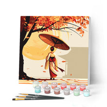 Carica l'immagine nel visualizzatore di Gallery, Mini Kit da Dipingere con i Numeri con cornice - Passeggiata tranquilla di una Geisha