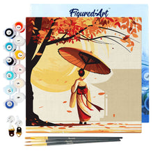 Carica l&#39;immagine nel visualizzatore di Gallery, Mini Kit da Dipingere con i Numeri 20x20cm con cornice - Passeggiata tranquilla di una Geisha