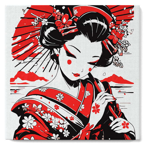 Mini Kit da Dipingere con i Numeri con cornice - Geisha Rossa e Nera