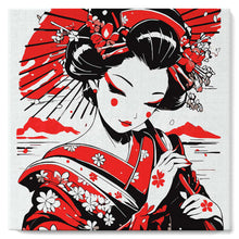 Carica l'immagine nel visualizzatore di Gallery, Mini Kit da Dipingere con i Numeri 20x20cm con cornice - Geisha Rossa e Nera
