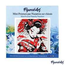 Carica l&#39;immagine nel visualizzatore di Gallery, Mini Kit da Dipingere con i Numeri 20x20cm con cornice - Geisha Rossa e Nera