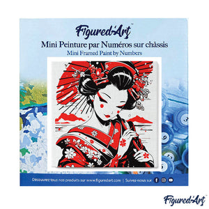 Mini Kit da Dipingere con i Numeri 20x20cm con cornice - Geisha Rossa e Nera