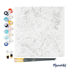 Carica l&#39;immagine nel visualizzatore di Gallery, Mini Kit da Dipingere con i Numeri 20x20cm con cornice - Geisha Rossa e Nera