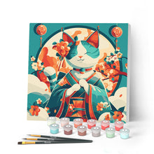 Carica l'immagine nel visualizzatore di Gallery, Mini Kit da Dipingere con i Numeri con cornice - Gatta Principessa Giapponese