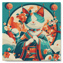 Carica l'immagine nel visualizzatore di Gallery, Mini Kit da Dipingere con i Numeri 20x20cm con cornice - Gatta Principessa Giapponese