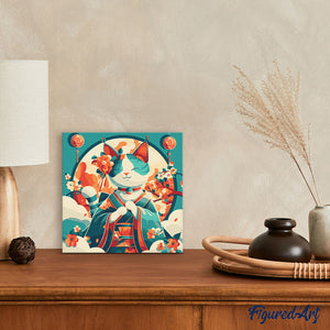 Mini Kit da Dipingere con i Numeri 20x20cm con cornice - Gatta Principessa Giapponese
