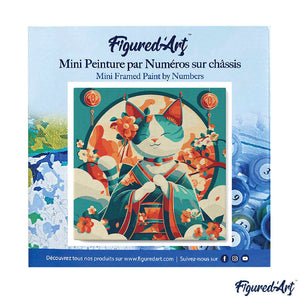 Mini Kit da Dipingere con i Numeri 20x20cm con cornice - Gatta Principessa Giapponese