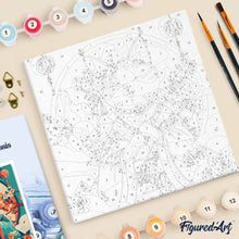 Carica l'immagine nel visualizzatore di Gallery, Mini Kit da Dipingere con i Numeri 20x20cm con cornice - Gatta Principessa Giapponese