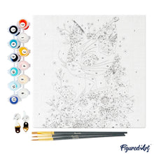 Carica l&#39;immagine nel visualizzatore di Gallery, Mini Kit da Dipingere con i Numeri 20x20cm con cornice - Gatta floreale in Kimono