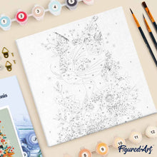 Carica l'immagine nel visualizzatore di Gallery, Mini Kit da Dipingere con i Numeri 20x20cm con cornice - Gatta floreale in Kimono