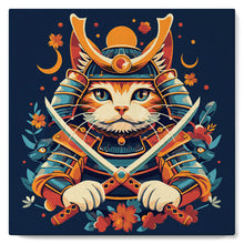 Carica l&#39;immagine nel visualizzatore di Gallery, Mini Kit da Dipingere con i Numeri con cornice - Gatto Samurai