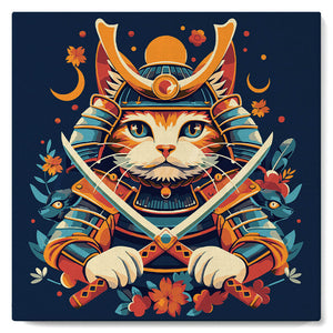 Mini Kit da Dipingere con i Numeri con cornice - Gatto Samurai