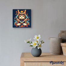 Carica l&#39;immagine nel visualizzatore di Gallery, Mini Kit da Dipingere con i Numeri 20x20cm con cornice - Gatto Samurai