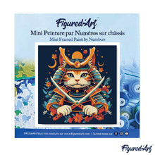 Carica l&#39;immagine nel visualizzatore di Gallery, Mini Kit da Dipingere con i Numeri 20x20cm con cornice - Gatto Samurai