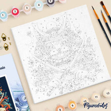 Carica l'immagine nel visualizzatore di Gallery, Mini Kit da Dipingere con i Numeri 20x20cm con cornice - Gatto Samurai