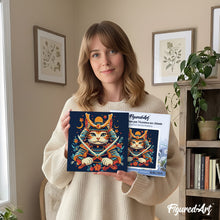 Carica l'immagine nel visualizzatore di Gallery, Mini Kit da Dipingere con i Numeri 20x20cm con cornice - Gatto Samurai
