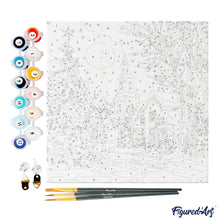 Carica l&#39;immagine nel visualizzatore di Gallery, Mini Kit da Dipingere con i Numeri 20x20cm con cornice - Strada natalizia innevata