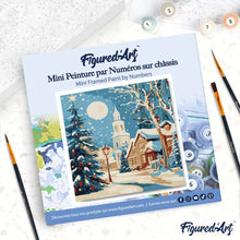 Carica l'immagine nel visualizzatore di Gallery, Mini Kit da Dipingere con i Numeri 20x20cm con cornice - Strada natalizia innevata