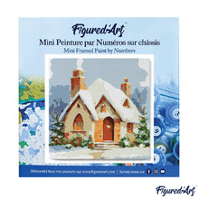 Carica l&#39;immagine nel visualizzatore di Gallery, Mini Kit da Dipingere con i Numeri 20x20cm con cornice - Casa di mattoni in inverno