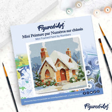Carica l'immagine nel visualizzatore di Gallery, Mini Kit da Dipingere con i Numeri 20x20cm con cornice - Casa di mattoni in inverno