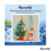 Carica l&#39;immagine nel visualizzatore di Gallery, Mini Kit da Dipingere con i Numeri 20x20cm con cornice - Albero di Natale e camino