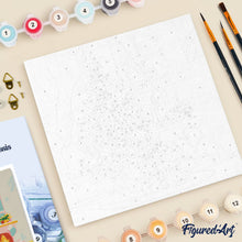 Carica l'immagine nel visualizzatore di Gallery, Mini Kit da Dipingere con i Numeri 20x20cm con cornice - Albero di Natale e camino