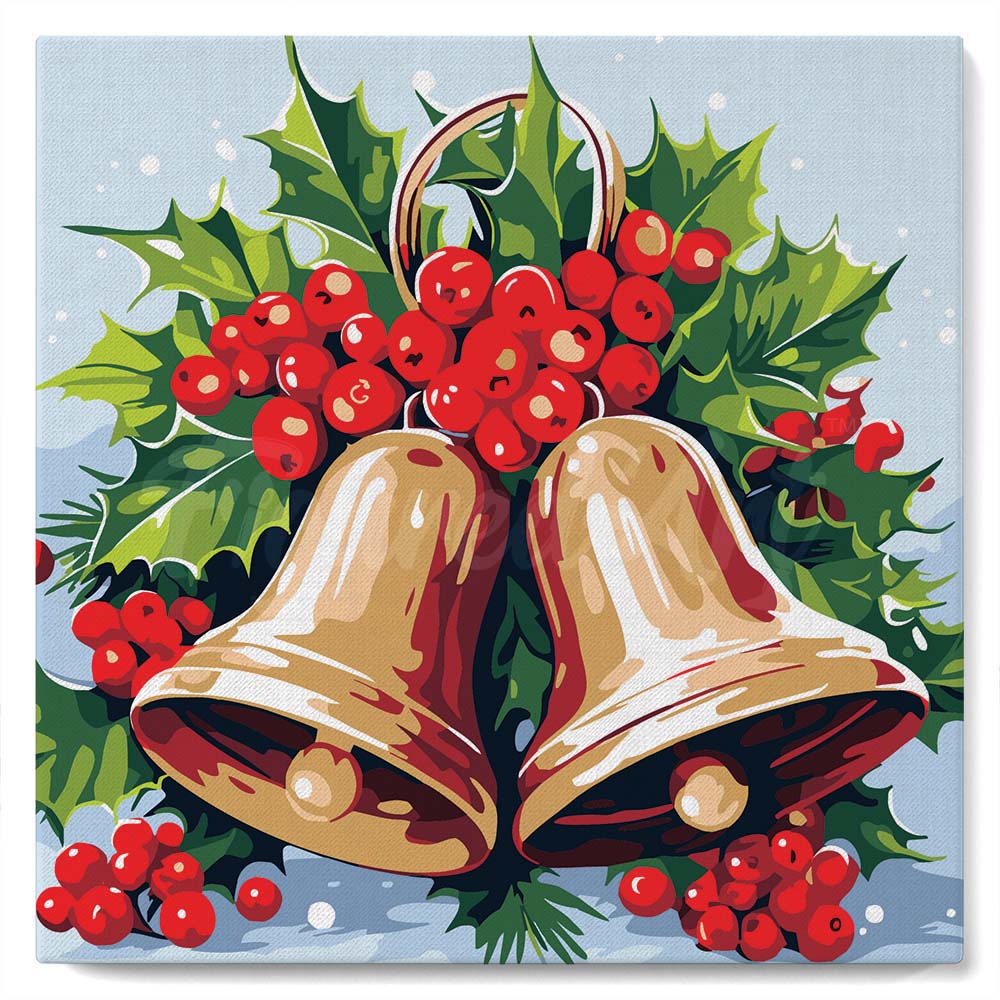 Mini Kit da Dipingere con i Numeri con cornice - Campane di Natale