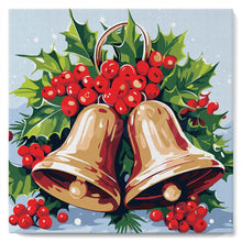 Carica l'immagine nel visualizzatore di Gallery, Mini Kit da Dipingere con i Numeri 20x20cm con cornice - Campane di Natale