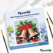Carica l'immagine nel visualizzatore di Gallery, Mini Kit da Dipingere con i Numeri 20x20cm con cornice - Campane di Natale