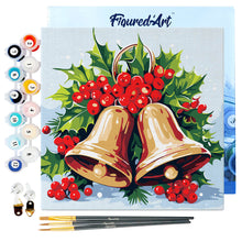 Carica l&#39;immagine nel visualizzatore di Gallery, Mini Kit da Dipingere con i Numeri 20x20cm con cornice - Campane di Natale