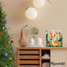 Carica l&#39;immagine nel visualizzatore di Gallery, Mini Kit da Dipingere con i Numeri 20x20cm con cornice - Renna dorata