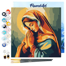 Carica l&#39;immagine nel visualizzatore di Gallery, Mini Kit da Dipingere con i Numeri 20x20cm con cornice - Maria in preghiera