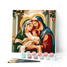 Carica l'immagine nel visualizzatore di Gallery, Mini Kit da Dipingere con i Numeri con cornice - Sacra Famiglia