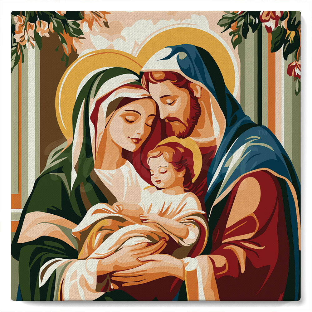 Mini Kit da Dipingere con i Numeri con cornice - Sacra Famiglia