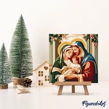 Carica l&#39;immagine nel visualizzatore di Gallery, Mini Kit da Dipingere con i Numeri 20x20cm con cornice - Sacra Famiglia