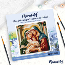 Carica l'immagine nel visualizzatore di Gallery, Mini Kit da Dipingere con i Numeri 20x20cm con cornice - Sacra Famiglia