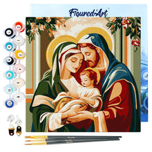 Carica l&#39;immagine nel visualizzatore di Gallery, Mini Kit da Dipingere con i Numeri 20x20cm con cornice - Sacra Famiglia