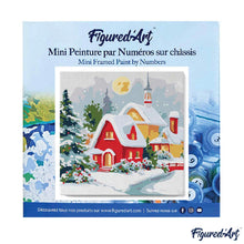 Carica l&#39;immagine nel visualizzatore di Gallery, Mini Kit da Dipingere con i Numeri 20x20cm con cornice - Casa rossa in inverno