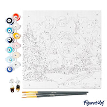 Carica l&#39;immagine nel visualizzatore di Gallery, Mini Kit da Dipingere con i Numeri 20x20cm con cornice - Casa rossa in inverno