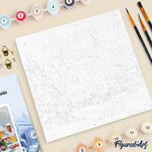 Carica l'immagine nel visualizzatore di Gallery, Mini Kit da Dipingere con i Numeri 20x20cm con cornice - Casa rossa in inverno