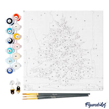 Carica l&#39;immagine nel visualizzatore di Gallery, Mini Kit da Dipingere con i Numeri 20x20cm con cornice - Albero di Natale innevato