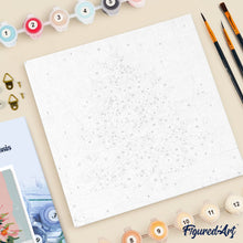 Carica l'immagine nel visualizzatore di Gallery, Mini Kit da Dipingere con i Numeri 20x20cm con cornice - Albero di Natale innevato