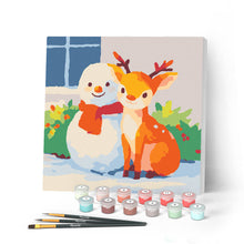 Carica l'immagine nel visualizzatore di Gallery, Mini Kit da Dipingere con i Numeri con cornice - Amici di Natale